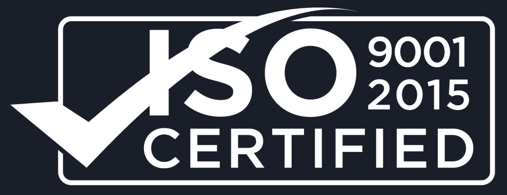 ISO 9001 2015 certified logo - white